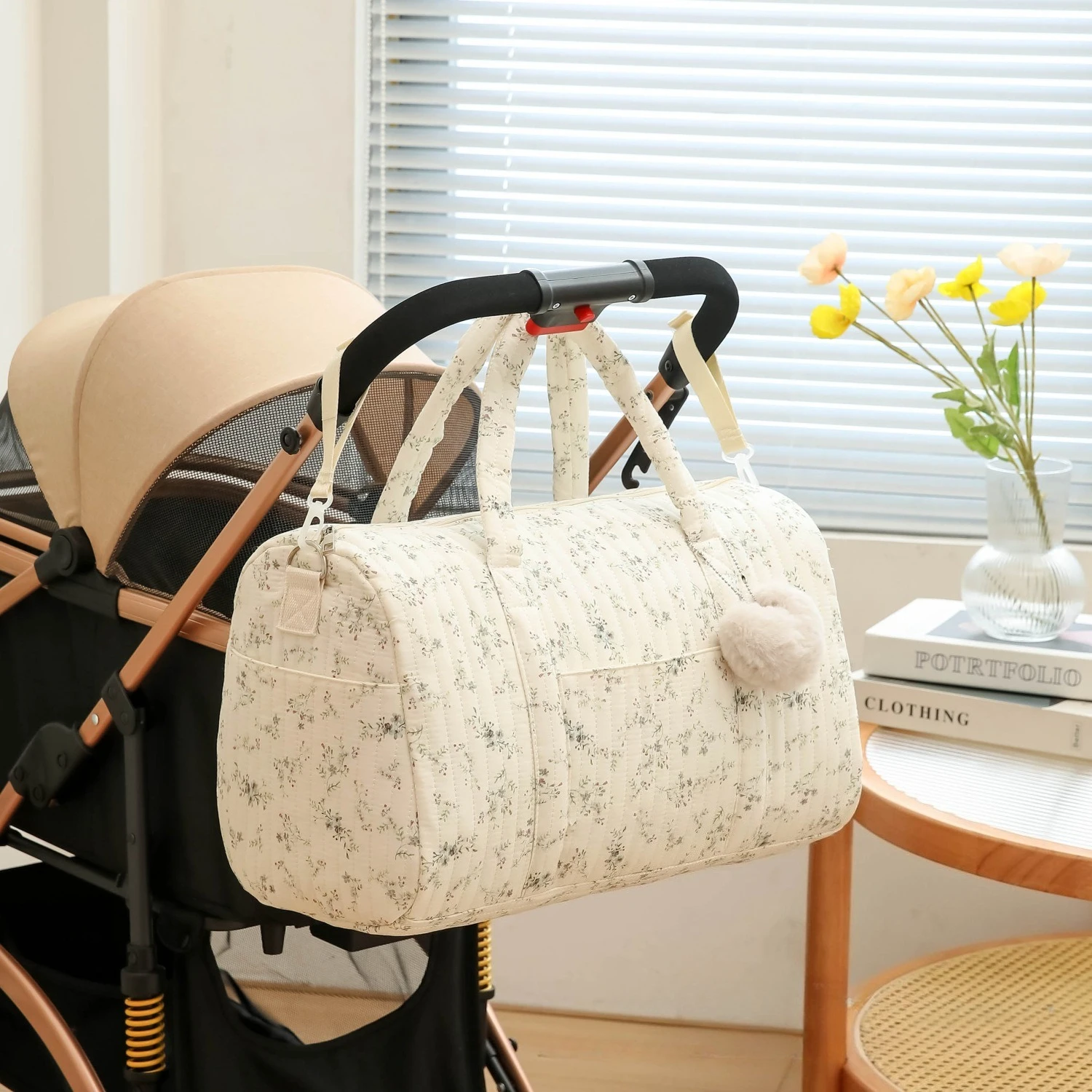 Baby Clothing Hamper - Bolsa de mamá con bordado Floral,
