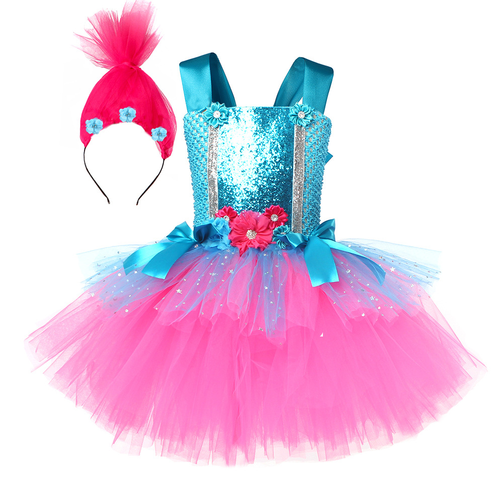 Baby Tutu Skirt - Vestido tutú Trolls para niñas, disfraces